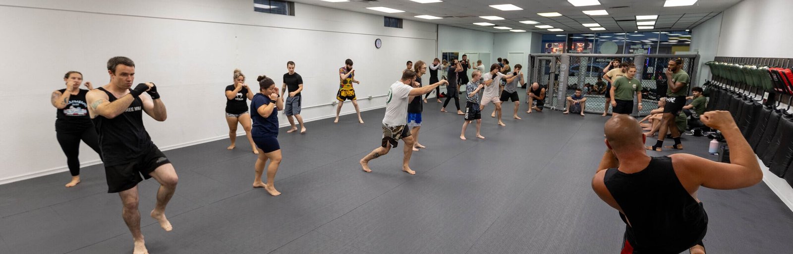 striking practice session on promotion day at Good Tree MMA in Dunmore